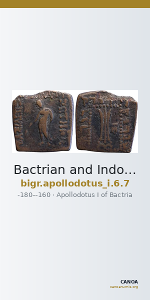 Bactrian and Indo-Greek Coinage Apollodotus I 6.7 — CANOA