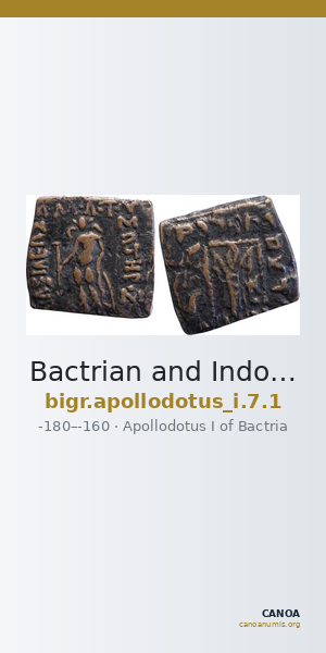 Bactrian and Indo-Greek Coinage Apollodotus I 7.1 — CANOA