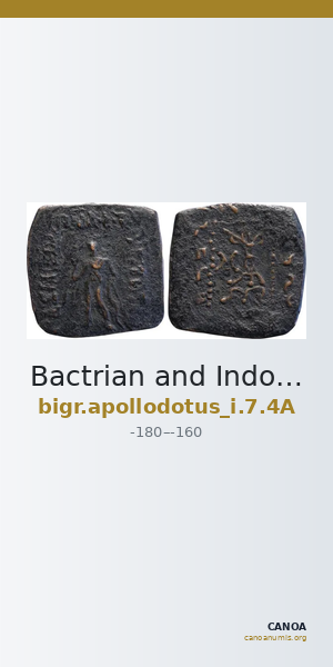 Bactrian and Indo-Greek Coinage Apollodotus I 7.4A — CANOA