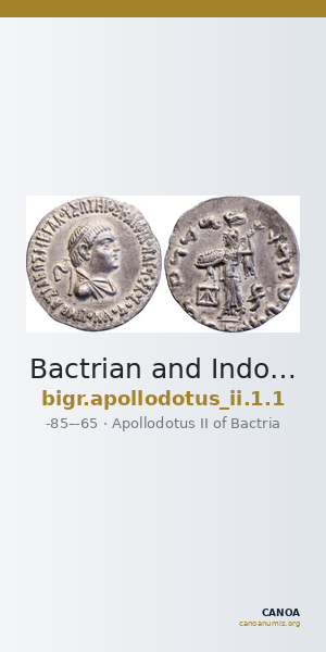 Bactrian and Indo-Greek Coinage Apollodotus II 1.1 — CANOA