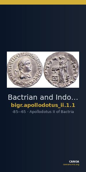 Bactrian and Indo-Greek Coinage Apollodotus II 1.1 — CANOA