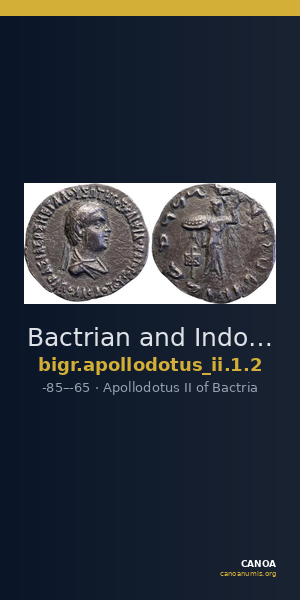 Bactrian and Indo-Greek Coinage Apollodotus II 1.2 — CANOA