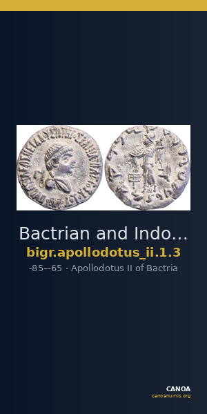 Bactrian and Indo-Greek Coinage Apollodotus II 1.3 — CANOA