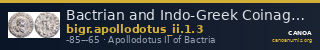 Bactrian and Indo-Greek Coinage Apollodotus II 1.3 — CANOA