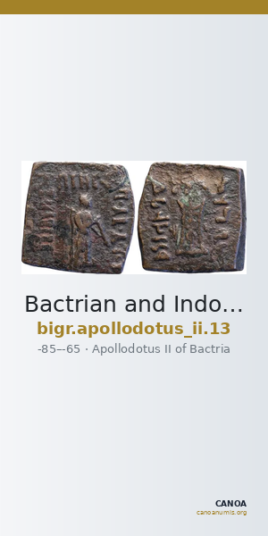 Bactrian and Indo-Greek Coinage Apollodotus II 13 — CANOA