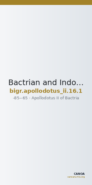 Bactrian and Indo-Greek Coinage Apollodotus II 16.1 — CANOA