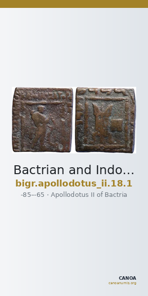 Bactrian and Indo-Greek Coinage Apollodotus II 18.1 — CANOA