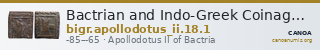 Bactrian and Indo-Greek Coinage Apollodotus II 18.1 — CANOA
