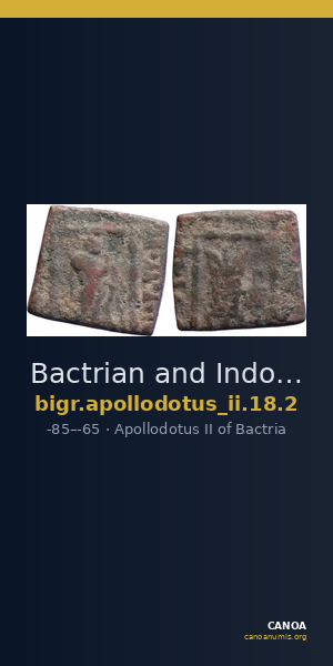 Bactrian and Indo-Greek Coinage Apollodotus II 18.2 — CANOA