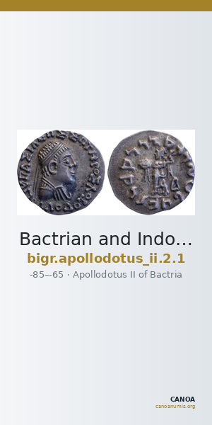 Bactrian and Indo-Greek Coinage Apollodotus II 2.1 — CANOA