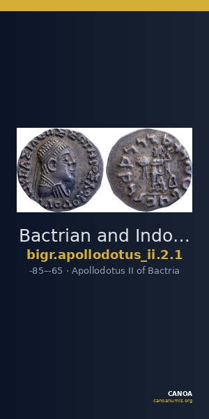 Bactrian and Indo-Greek Coinage Apollodotus II 2.1 — CANOA