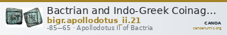 Bactrian and Indo-Greek Coinage Apollodotus II 21 — CANOA