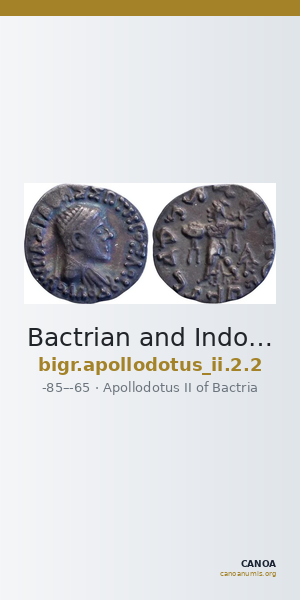 Bactrian and Indo-Greek Coinage Apollodotus II 2.2 — CANOA