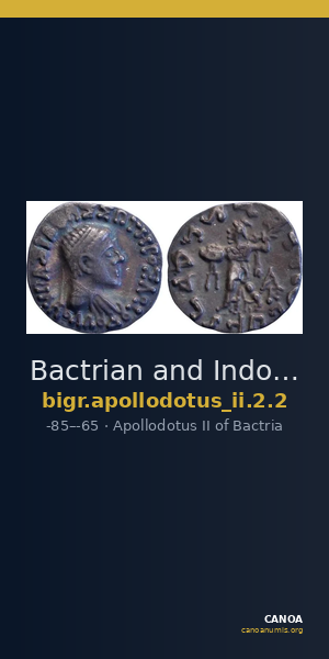 Bactrian and Indo-Greek Coinage Apollodotus II 2.2 — CANOA