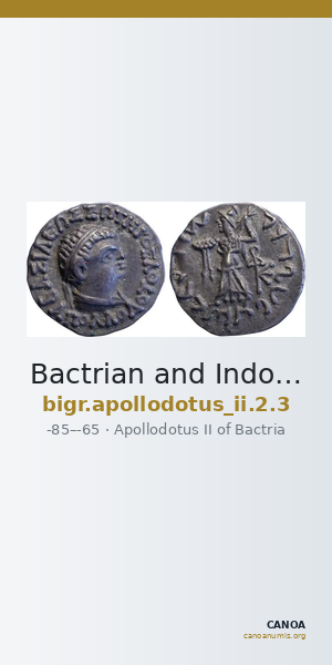 Bactrian and Indo-Greek Coinage Apollodotus II 2.3 — CANOA