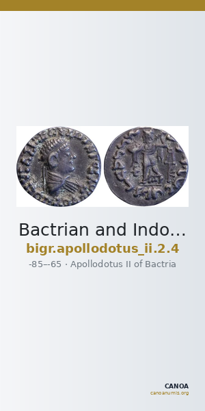 Bactrian and Indo-Greek Coinage Apollodotus II 2.4 — CANOA