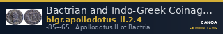 Bactrian and Indo-Greek Coinage Apollodotus II 2.4 — CANOA