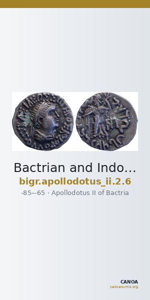 Bactrian and Indo-Greek Coinage Apollodotus II 2.6 — CANOA