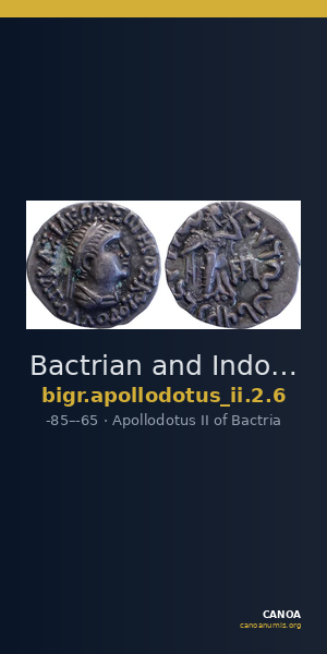 Bactrian and Indo-Greek Coinage Apollodotus II 2.6 — CANOA