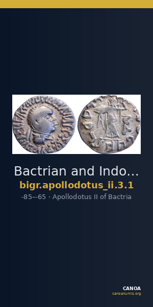 Bactrian and Indo-Greek Coinage Apollodotus II 3.1 — CANOA