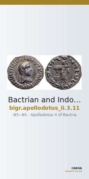 Bactrian and Indo-Greek Coinage Apollodotus II 3.11 — CANOA