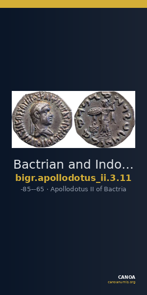 Bactrian and Indo-Greek Coinage Apollodotus II 3.11 — CANOA