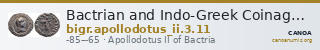 Bactrian and Indo-Greek Coinage Apollodotus II 3.11 — CANOA