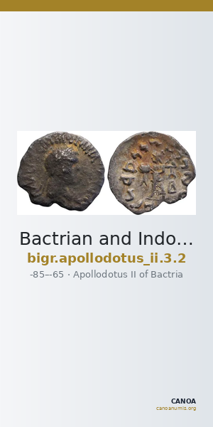 Bactrian and Indo-Greek Coinage Apollodotus II 3.2 — CANOA