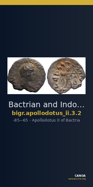 Bactrian and Indo-Greek Coinage Apollodotus II 3.2 — CANOA