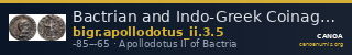 Bactrian and Indo-Greek Coinage Apollodotus II 3.5 — CANOA