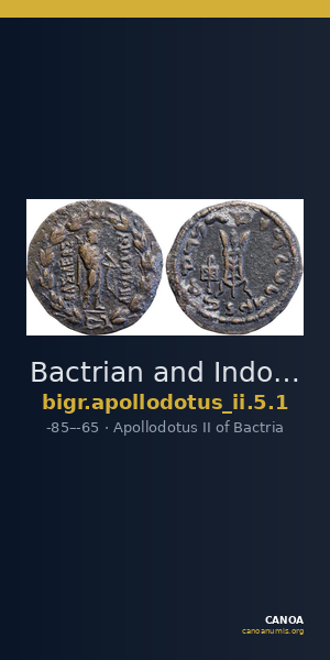 Bactrian and Indo-Greek Coinage Apollodotus II 5.1 — CANOA