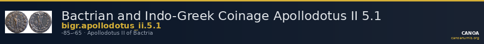 Bactrian and Indo-Greek Coinage Apollodotus II 5.1 — CANOA