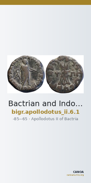 Bactrian and Indo-Greek Coinage Apollodotus II 6.1 — CANOA