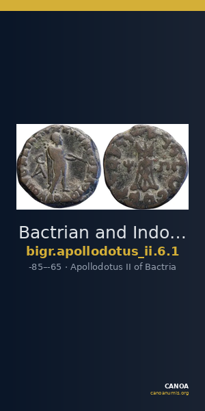 Bactrian and Indo-Greek Coinage Apollodotus II 6.1 — CANOA