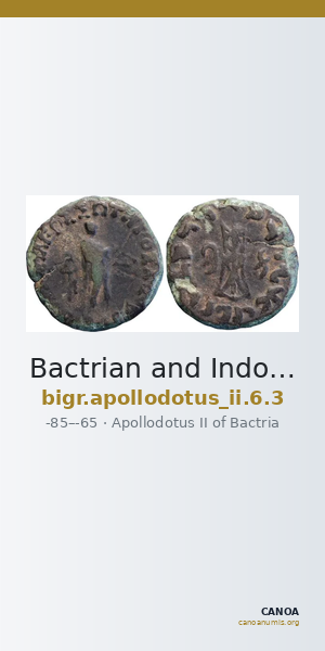 Bactrian and Indo-Greek Coinage Apollodotus II 6.3 — CANOA