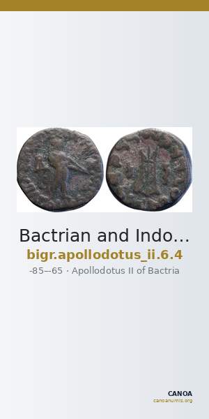 Bactrian and Indo-Greek Coinage Apollodotus II 6.4 — CANOA