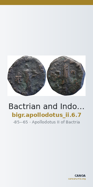 Bactrian and Indo-Greek Coinage Apollodotus II 6.7 — CANOA
