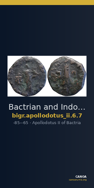 Bactrian and Indo-Greek Coinage Apollodotus II 6.7 — CANOA