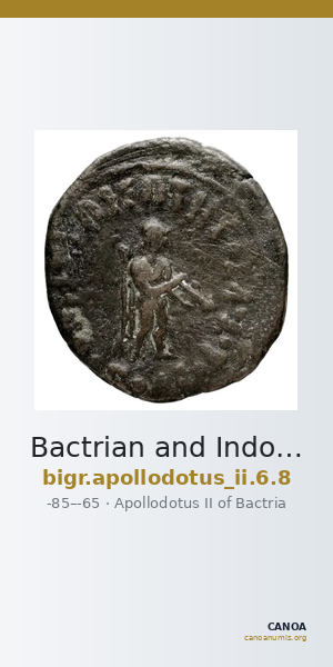 Bactrian and Indo-Greek Coinage Apollodotus II 6.8 — CANOA