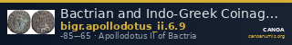Bactrian and Indo-Greek Coinage Apollodotus II 6.9 — CANOA