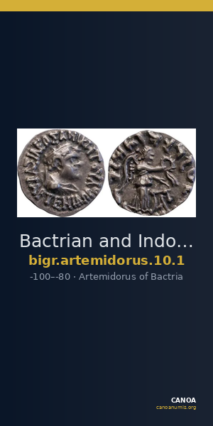 Bactrian and Indo-Greek Coinage Artemidorus 10.1 — CANOA