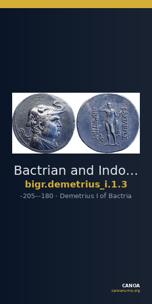 Bactrian and Indo-Greek Coinage Demetrius I 1.3 — CANOA