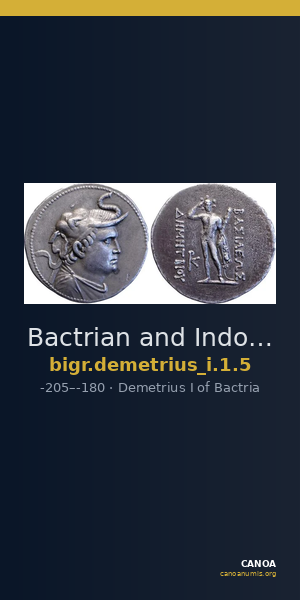 Bactrian and Indo-Greek Coinage Demetrius I 1.5 — CANOA
