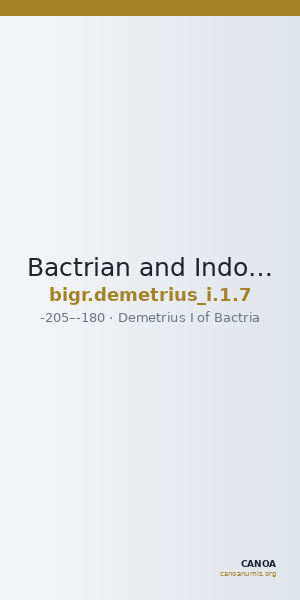 Bactrian and Indo-Greek Coinage Demetrius I 1.7 — CANOA