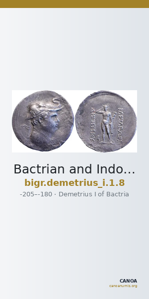 Bactrian and Indo-Greek Coinage Demetrius I 1.8 — CANOA