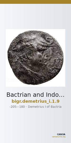 Bactrian and Indo-Greek Coinage Demetrius I 1.9 — CANOA