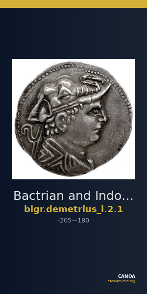 Bactrian and Indo-Greek Coinage Demetrius I 2.1 — CANOA