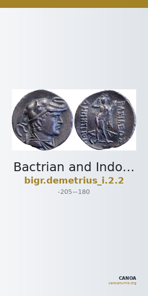Bactrian and Indo-Greek Coinage Demetrius I 2.2 — CANOA