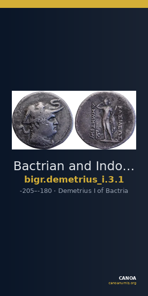 Bactrian and Indo-Greek Coinage Demetrius I 3.1 — CANOA