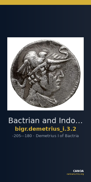 Bactrian and Indo-Greek Coinage Demetrius I 3.2 — CANOA
